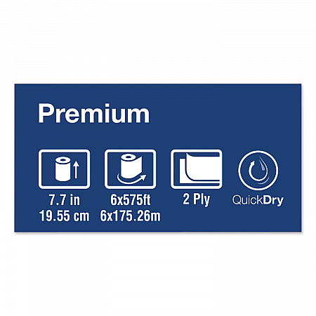 Premium Soft Matic Hand Towel Roll, 2-Ply, 7.7 x 575 ft, White, 704/Roll, 6 Rolls/Carton (290096)