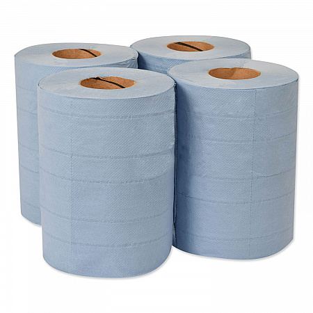 Industrial Paper Wiper, 4-Ply, 10 x 15.75, Unscented, Blue, 190 Wipes/Roll, 4 Roll/Carton (132451A)