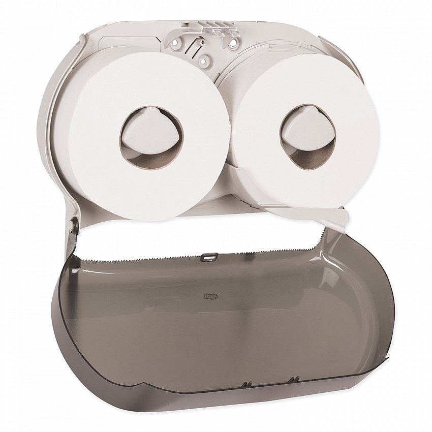 Twin Jumbo Roll Bath Tissue Dispenser, 19.29 x 5.51 x 11.83, Smoke/Gray (56TR)