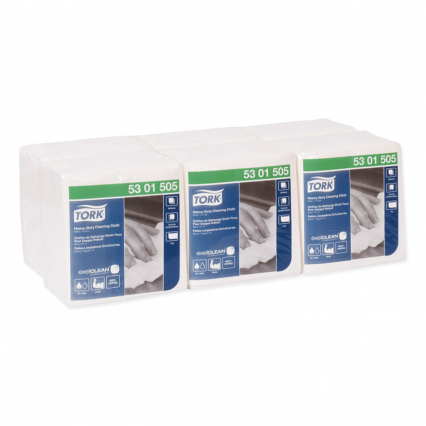 Heavy-Duty Cleaning Cloth, 12.6 x 13, White, 50/Pack, 6 Packs/Carton (5301505)