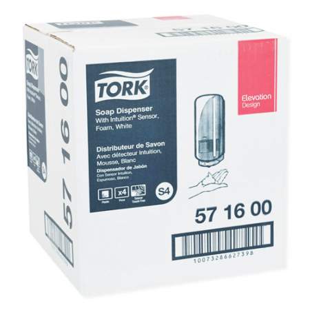 Tork ELEVATION FOAM SKINCARE AUTO DISPENSER WITH INTUITION SENSOR, 1 L/33 OZ, 4.45" X 5.12" X 10.94", WHITE, 4/CARTON (571600)