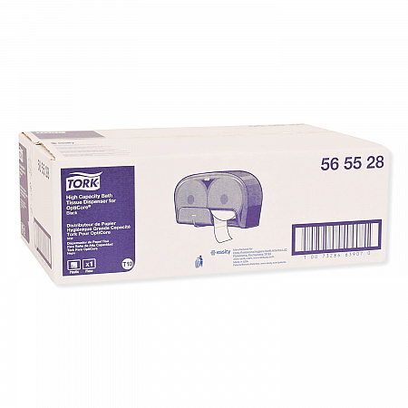 High Capacity Bath Tissue Roll Dispenser for OptiCore, 16.62 x 5.25 x 9.93, Black (565528)