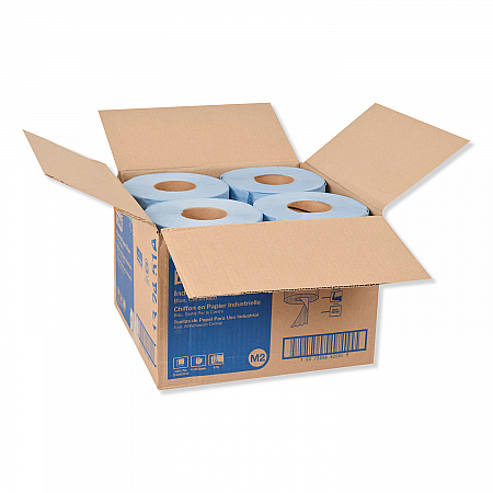 Industrial Paper Wiper, 4-Ply, 10 x 15.75, Unscented, Blue, 190 Wipes/Roll, 4 Roll/Carton (132451A)