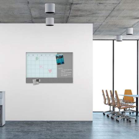 U Brands 3N1 Magnetic Glass Dry Erase Combo Board, 48 x 36, Month View, White Surface and Frame (3198U0001)