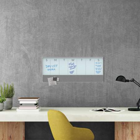 U Brands 3N1 Magnetic Glass Dry Erase Combo Board, 35 x 14.25, Week View, White Surface and Frame (3199U0001)