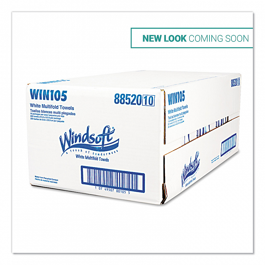 Multifold Paper Towels, 1-Ply, 9.25 x 9.5, White, 250/Pack, 16 Packs/Carton (105B)