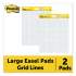 Post-it Easel Pads Super Sticky Vertical-Orientation Self-Stick Easel Pads, Quadrille Rule (1 sq/in), 30 White 25 x 30 Sheets, 2/Carton (560)