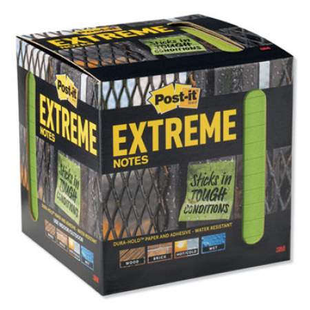 Post-it Extreme Notes Water-Resistant Self-Stick Notes, Green, 3" x 3", 45 Sheets, 12/Pack (XTRM3312TRYG)