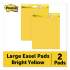 Post-it Easel Pads Super Sticky Vertical-Orientation Self-Stick Easel Pads, Unruled, 30 Yellow 25 x 30 Sheets, 2/Pack (559YW2PK)