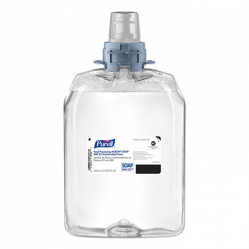 Food Processing HEALTHY SOAP BAK E2 Antimicrobial Foam Refill, For FMX-20 Dispensers, Fragrance-Free, 2,000 mL, 2/Carton (529402CT)