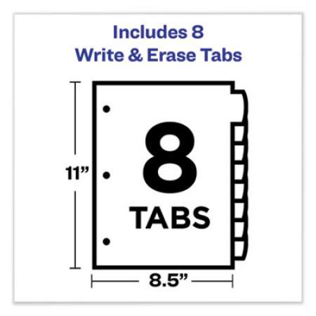 Avery Write and Erase Big Tab Durable Plastic Dividers, 3-Hold Punched, 8-Tab, 11 x 8.5, Assorted, 1 Set (16171)
