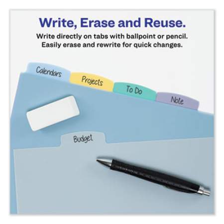 Avery Write and Erase Big Tab Durable Plastic Dividers, 3-Hold Punched, 5-Tab, 11 x 8.5, Assorted, 1 Set (16170)