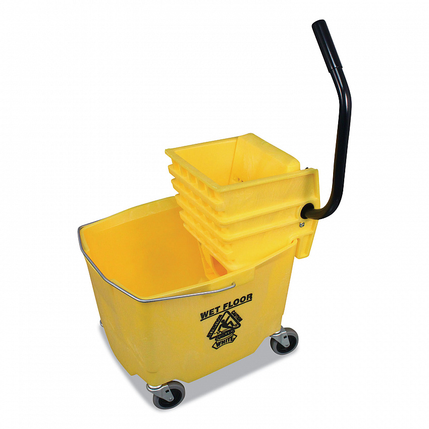 Side-Press Squeeze Wringer/Plastic Bucket Combo, 12 to 32 oz, Yellow (6Y26353Y)