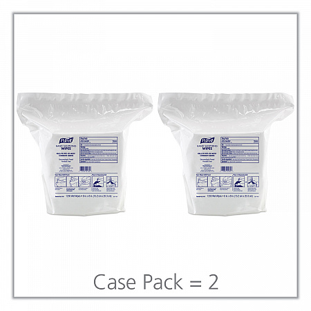 Hand Sanitizing Wipes, 6 x 8, Fresh Citrus Scent, White, 1,200/Refill Pouch, 2 Refills/Carton (911802)