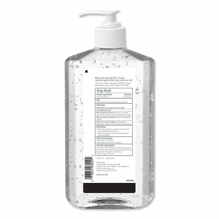 Advanced Hand Sanitizer Refreshing Gel, 20 oz Pump Bottle, Clean Scent, 12/Carton (302312)