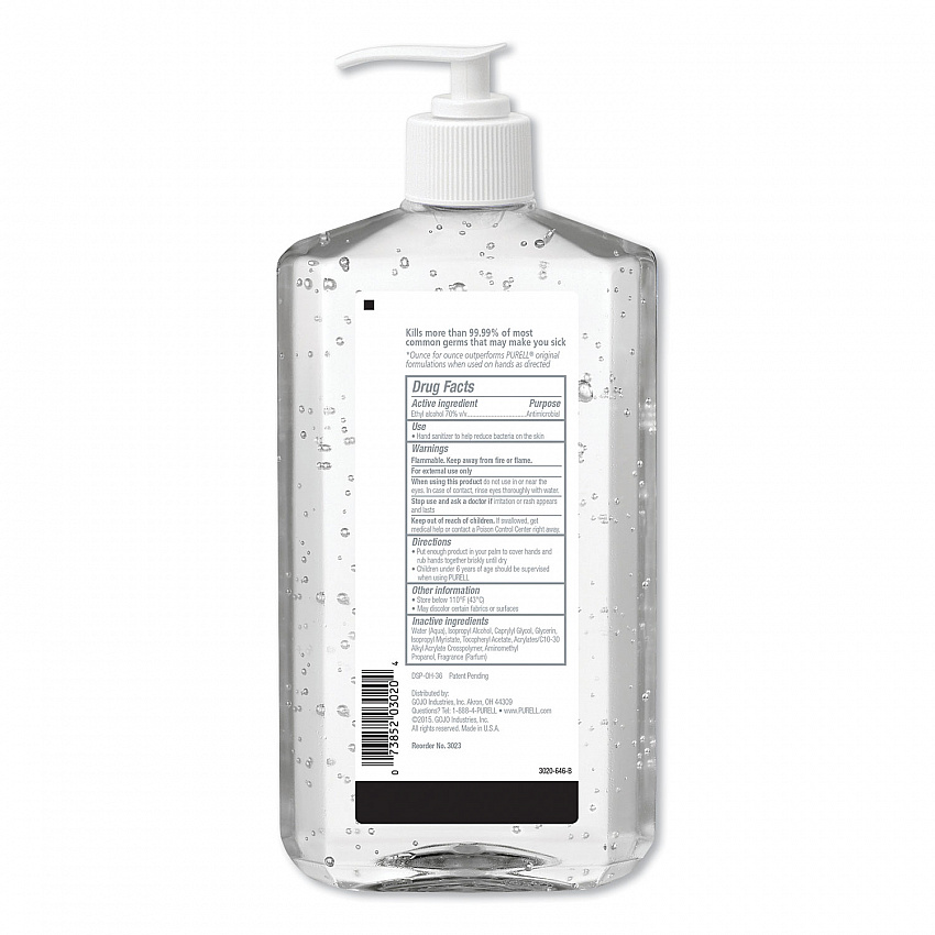Advanced Hand Sanitizer Refreshing Gel, 20 oz Pump Bottle, Clean Scent (302312EA)