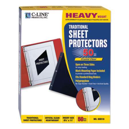 C-Line Traditional Polypropylene Sheet Protectors, Heavyweight, 11 x 8.5, 50/Box (00010)