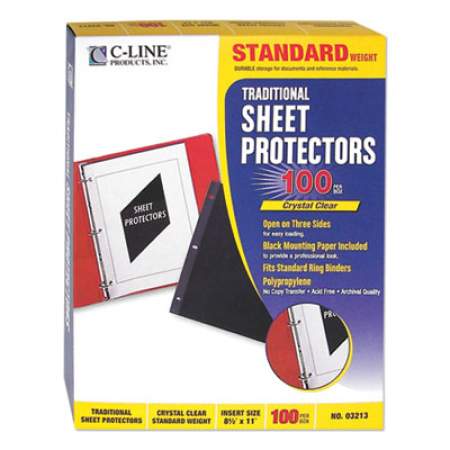 C-Line Traditional Polypropylene Sheet Protectors, Standard Weight, 11 x 8 1/2, 100/BX (03213)