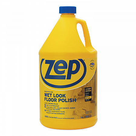 Wet Look Floor Polish, 1 gal Bottle, 4/Carton (ZUWLFF128CT)