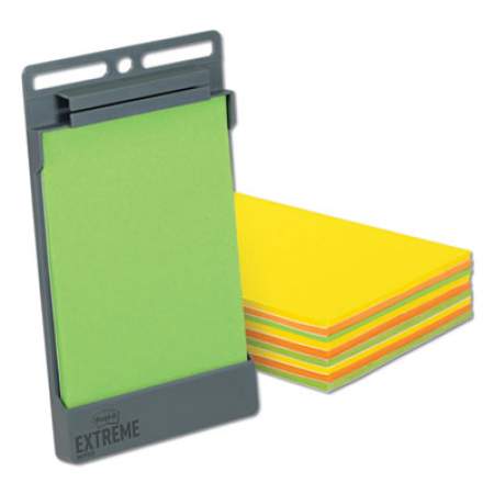 Post-it Extreme Notes XL Notes with Holder, Green-Orange-Yellow, 4.5" x 6.75", 25 Sheets/Pad, 9 Pads/Pack (XT4569PHOLD)