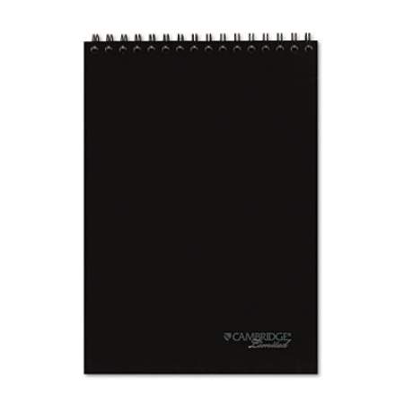 Cambridge Wirebound Business Two-Section Notepad, Wide/Legal Rule, Black Linen Cover, 96 White 8.5 x 11 Sheets (06090)
