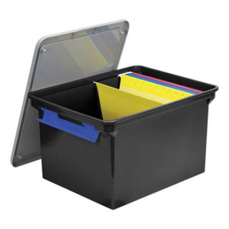 Storex Portable File Tote with Locking Handles, Letter/Legal Files, 18.5" x 14.25" x 10.88", Black/Silver (61543U01C)