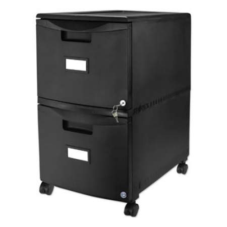 Storex Two-Drawer Mobile Filing Cabinet, 2 Legal/Letter-Size File Drawers, Black, 14.75" x 18.25" x 26" (61312B01C)