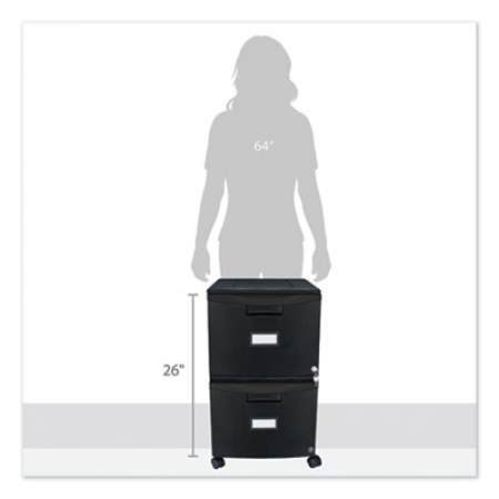 Storex Two-Drawer Mobile Filing Cabinet, 2 Legal/Letter-Size File Drawers, Black, 14.75" x 18.25" x 26" (61312B01C)