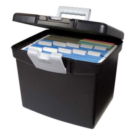 Storex Portable File Box with Large Organizer Lid, Letter Files, 13.25" x 10.88" x 11", Black (61504U01C)