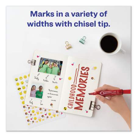 Avery MARKS A LOT Regular Desk-Style Permanent Marker, Broad Chisel Tip, Red, Dozen (7887) (07887)