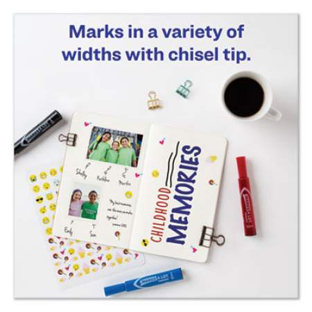 Avery MARKS A LOT Regular Desk-Style Permanent Marker, Broad Chisel Tip, Assorted Colors, 4/Set (7905) (07905)