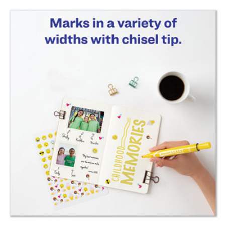 Avery MARKS A LOT Large Desk-Style Permanent Marker, Broad Chisel Tip, Yellow, Dozen (8882) (08882)