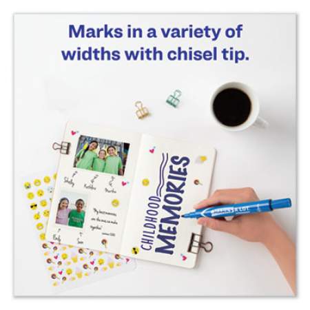 Avery MARKS A LOT Large Desk-Style Permanent Marker, Broad Chisel Tip, Blue, Dozen (8886) (08886)