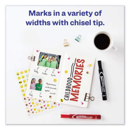 Avery MARKS A LOT Large Desk-Style Permanent Marker Value Pack, Broad Chisel Tip, Assorted Colors, 24/Set (98088)