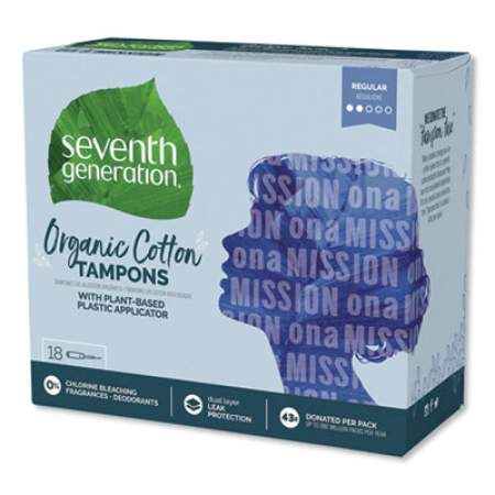Seventh Generation Organic Cotton Tampons, Regular, 18/Pack, 6 Packs/Carton (45108CT)
