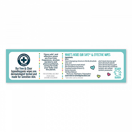 Free and Clear Baby Wipes, 7 x 7, Refill, Unscented, White, 256/Pack, 3 Packs/Carton (34219CT)