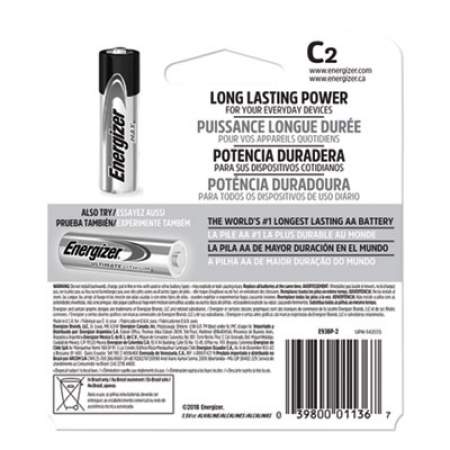 Energizer MAX Alkaline C Batteries, 1.5 V, 2/Pack (E93BP2)
