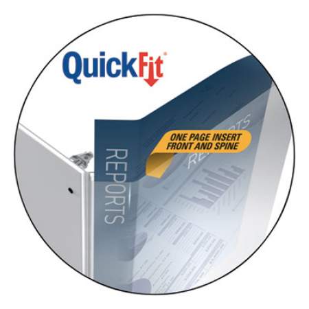 Stride QuickFit Round-Ring View Binder, 3 Rings, 1" Capacity, 11 x 8.5, White (88010)