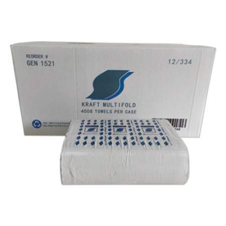 GEN Multi-Fold Paper Towels, 1-Ply, Brown, 334 Towels/Pack, 12 Packs/Carton (1521)