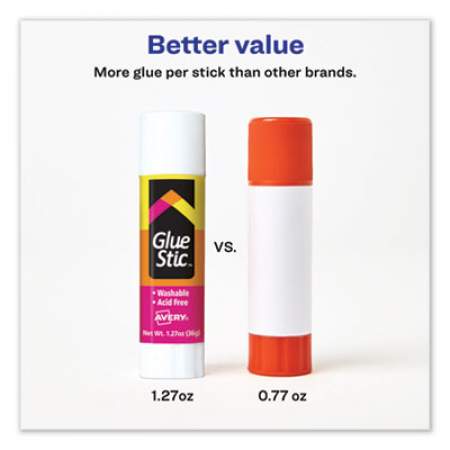 Avery Permanent Glue Stic Value Pack, 1.27 oz, Applies White, Dries Clear, 6/Pack (98073)