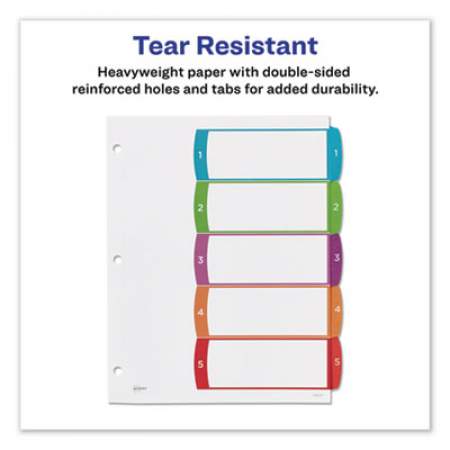Avery Customizable TOC Ready Index Multicolor Dividers, 1-5, Letter (11840)