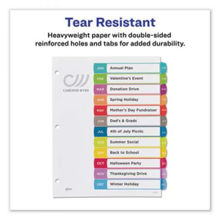 Avery Customizable TOC Ready Index Multicolor Dividers, Jan-Dec, Letter (11847)