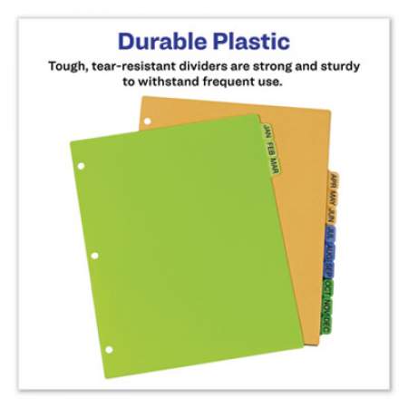 Avery Durable Preprinted Plastic Tab Dividers, 12-Tab, A to Z, 11 x 8.5, Assorted, 1 Set (11330)