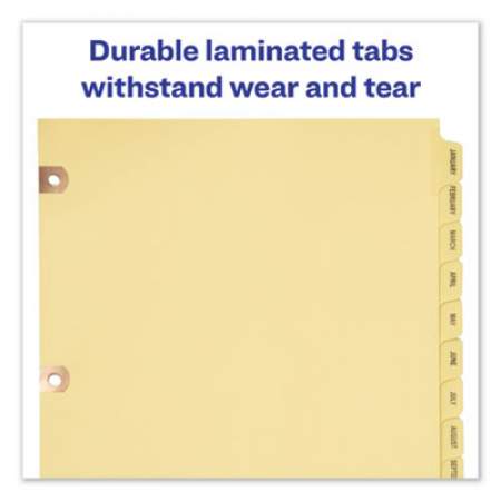 Avery Preprinted Laminated Tab Dividers w/Copper Reinforced Holes, 12-Tab, Letter (24286)