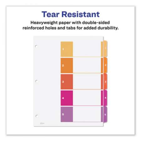 Avery Customizable Table of Contents Ready Index Dividers with Multicolor Tabs, 5-Tab, 1 to 5, 11 x 8.5, White, 3 Sets (11080)