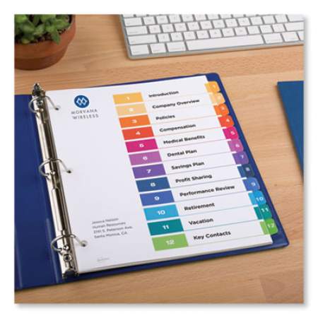 Avery Customizable TOC Ready Index Multicolor Dividers, 12-Tab, Letter (11141)