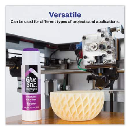 Avery Permanent Glue Stic Value Pack, 1.27 oz, Applies Purple, Dries Clear, 6/Pack (98071)