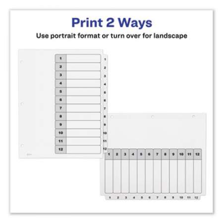 Avery Customizable TOC Ready Index Black and White Dividers, 12-Tab, Letter (11140)