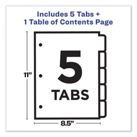 Avery Customizable Table of Contents Ready Index Dividers with Multicolor Tabs, 5-Tab, 1 to 5, 11 x 8.5, Translucent, 1 Set (11816)