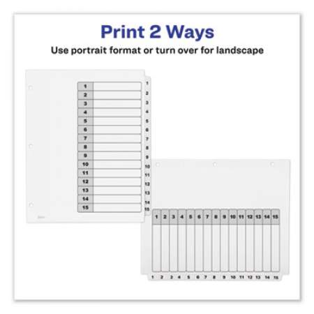 Avery Customizable TOC Ready Index Black and White Dividers, 15-Tab, Letter (11142)